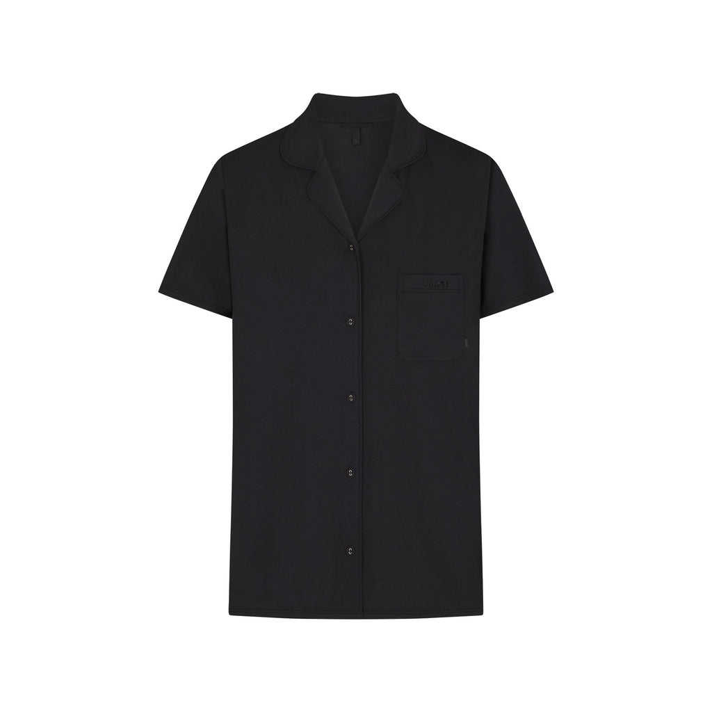 SKIMS SLEEP SHORT SLEEVE BUTTON UP SET | ONYX