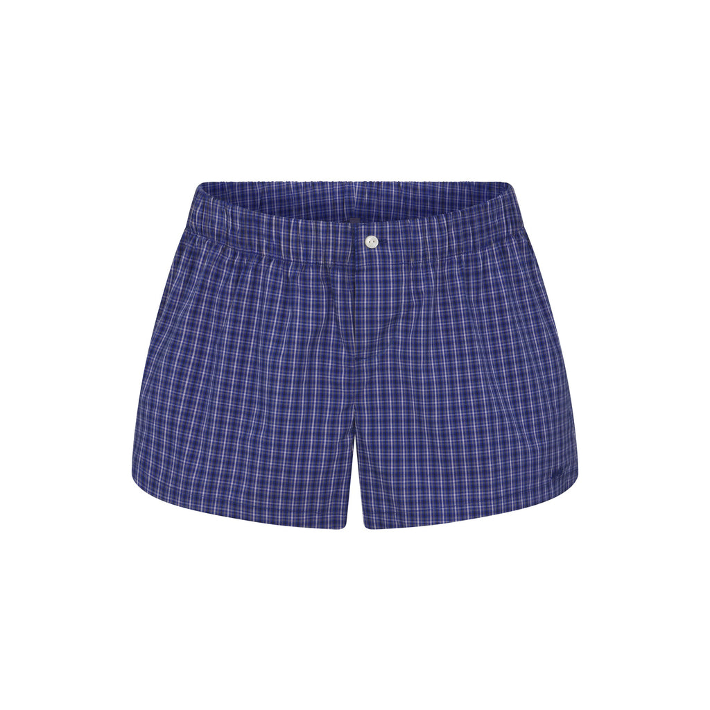 COTTON POPLIN BOXER SLEEP SET | NAVY CHECK