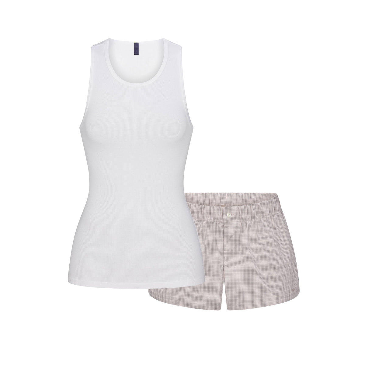 COTTON POPLIN BOXER SLEEP SET | SILVER CHECK