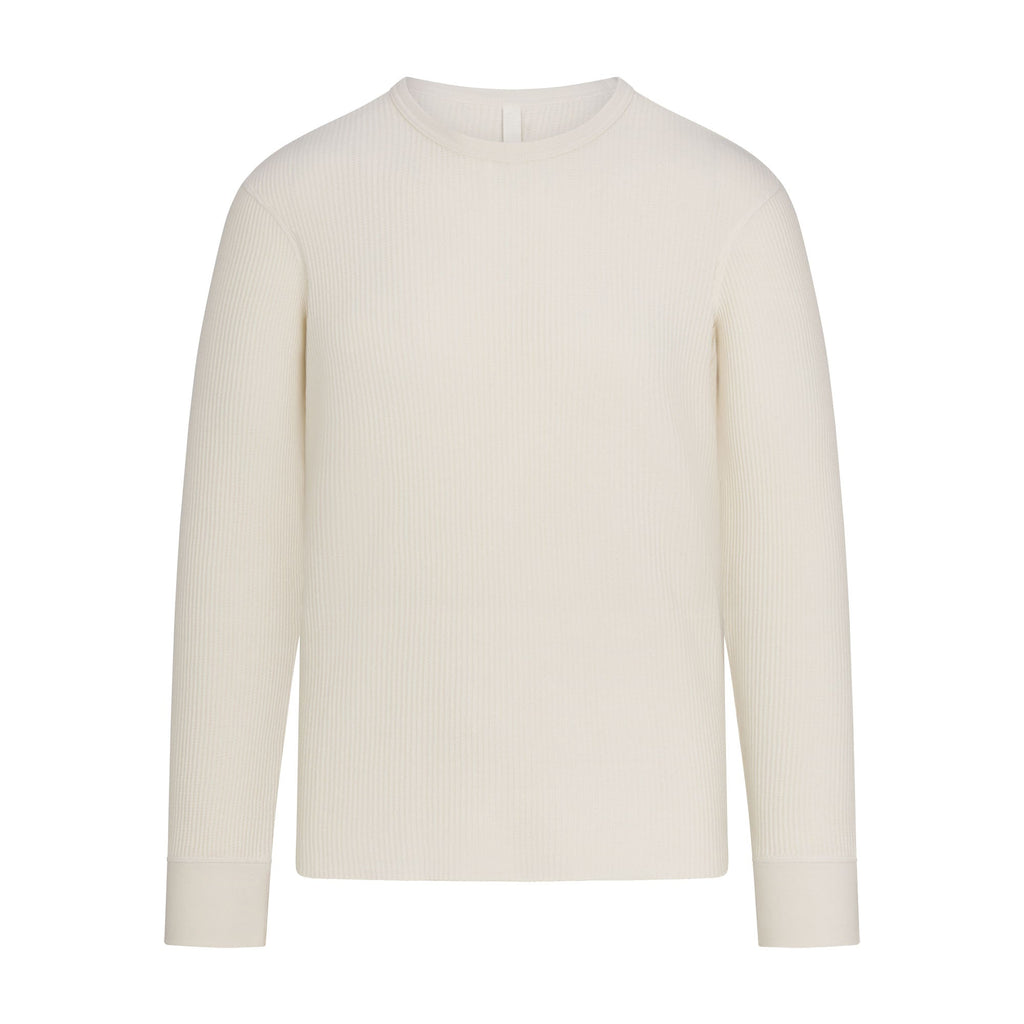 WAFFLE MENS LONG SLEEVE T-SHIRT | ECRU