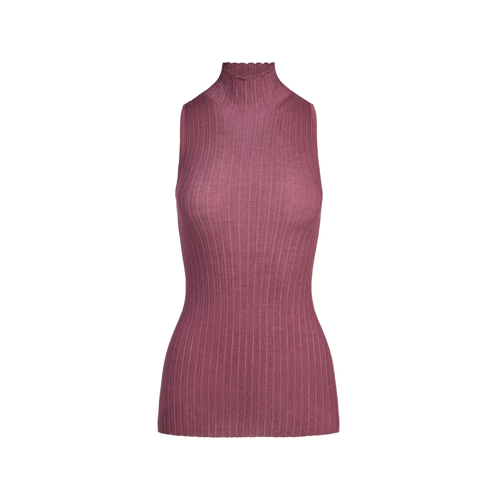 SHEER KNIT MOCK NECK TUNIC | BEET