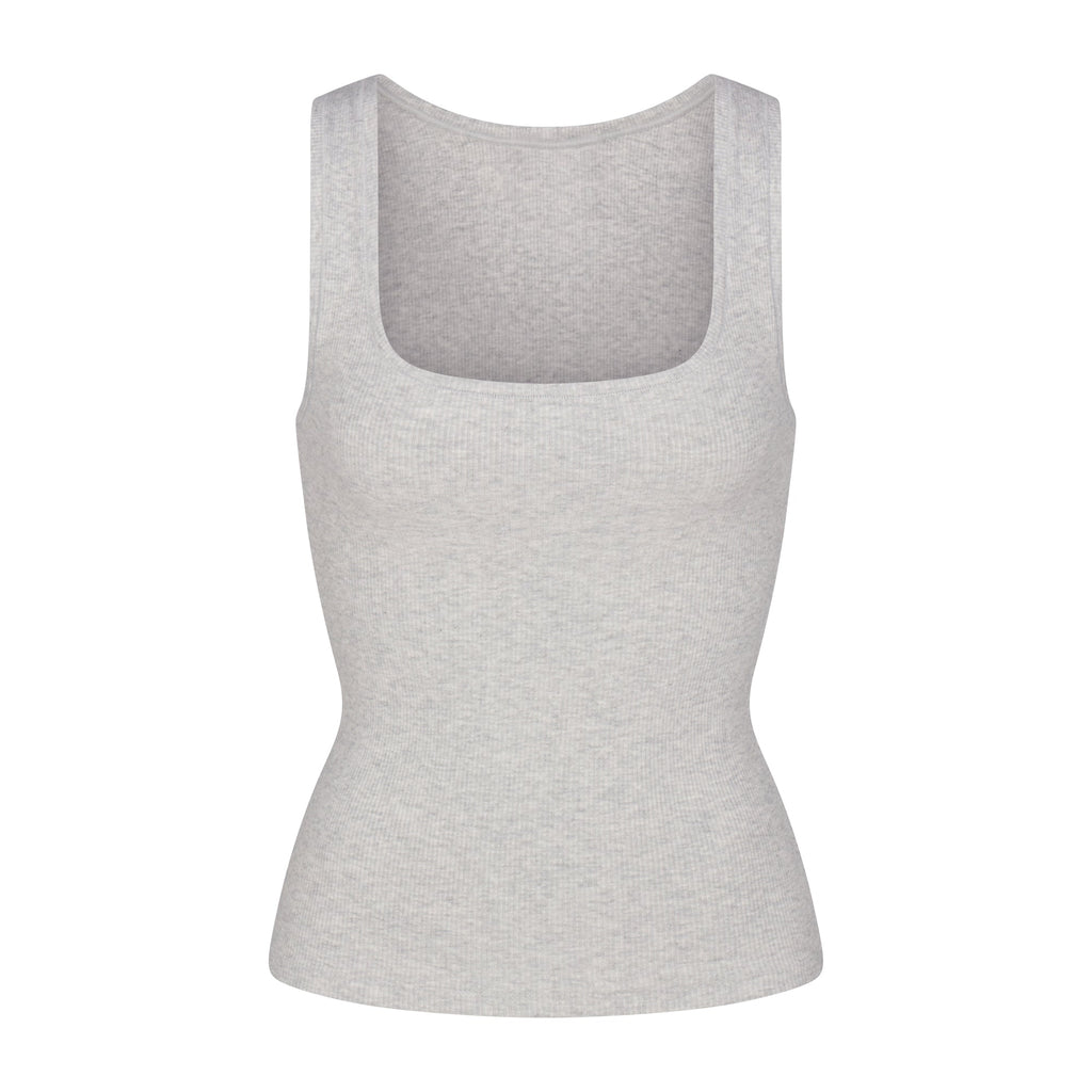 COTTON RIB LONG TANK | LIGHT HEATHER GREY