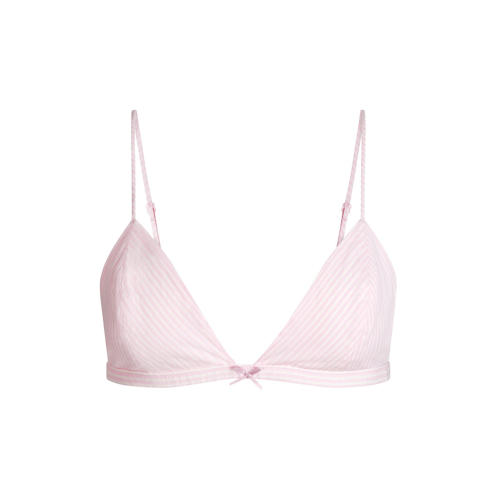 COTTON POPLIN TRIANGLE BRALETTE | CHERRY BLOSSOM STRIPE