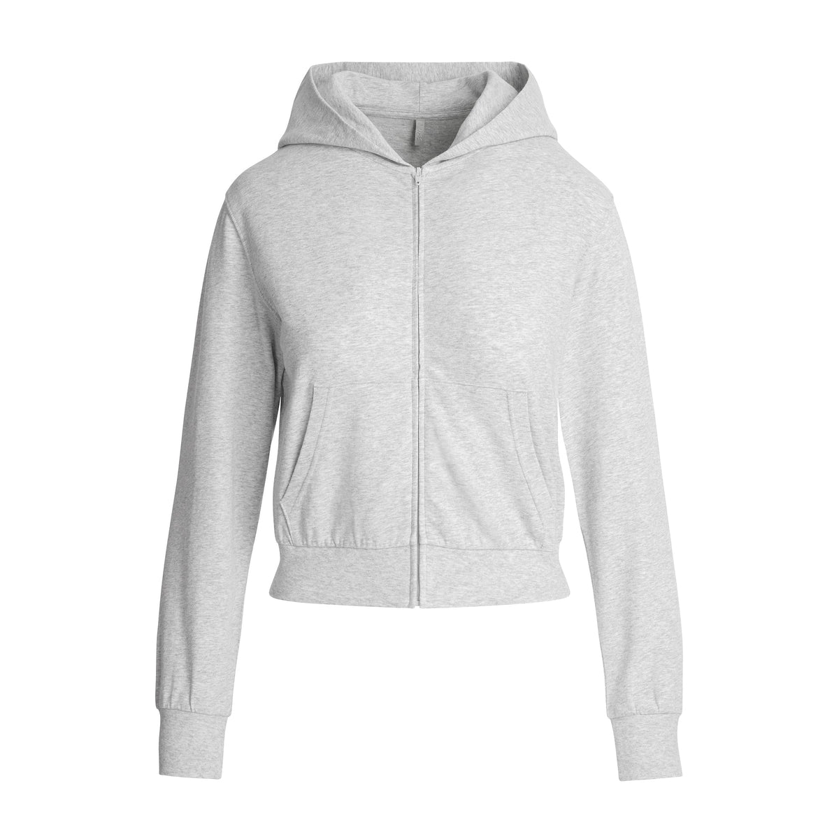 COTTON JERSEY ZIP UP HOODIE | LIGHT HEATHER GREY