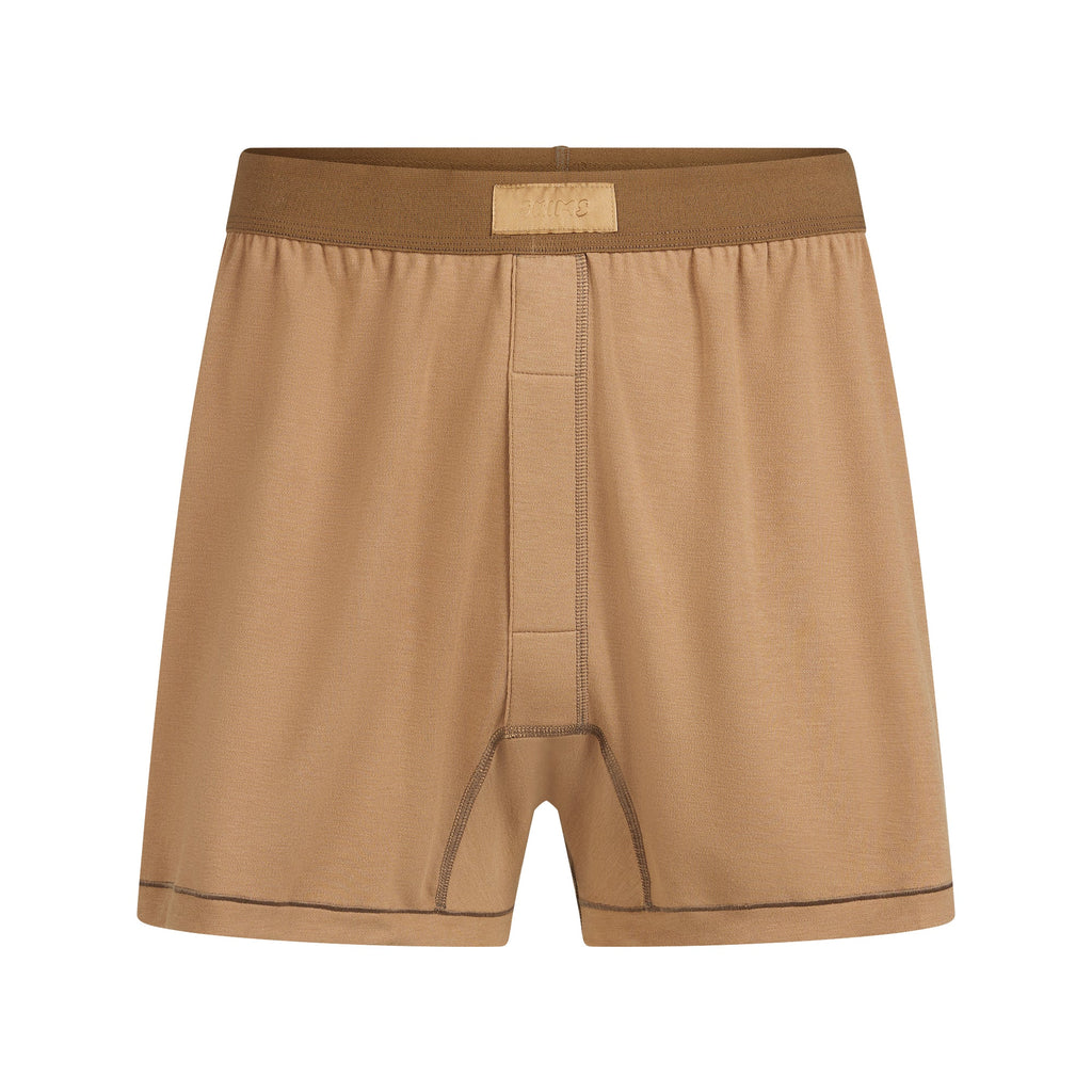 SKIMS COTTON MENS KNIT BOXER | RUSSET
