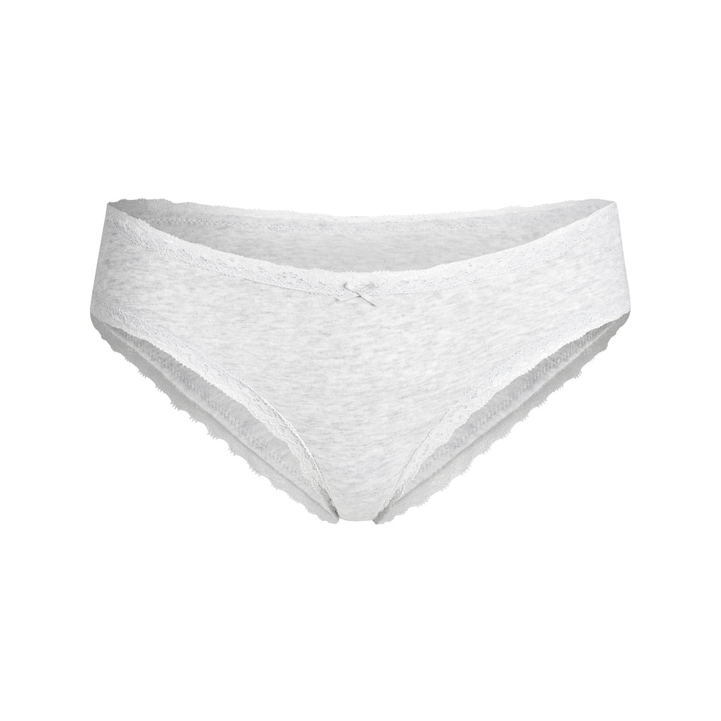 LIGHTWEIGHT COTTON LACE BRIEF | LIGHT HEATHER GREY