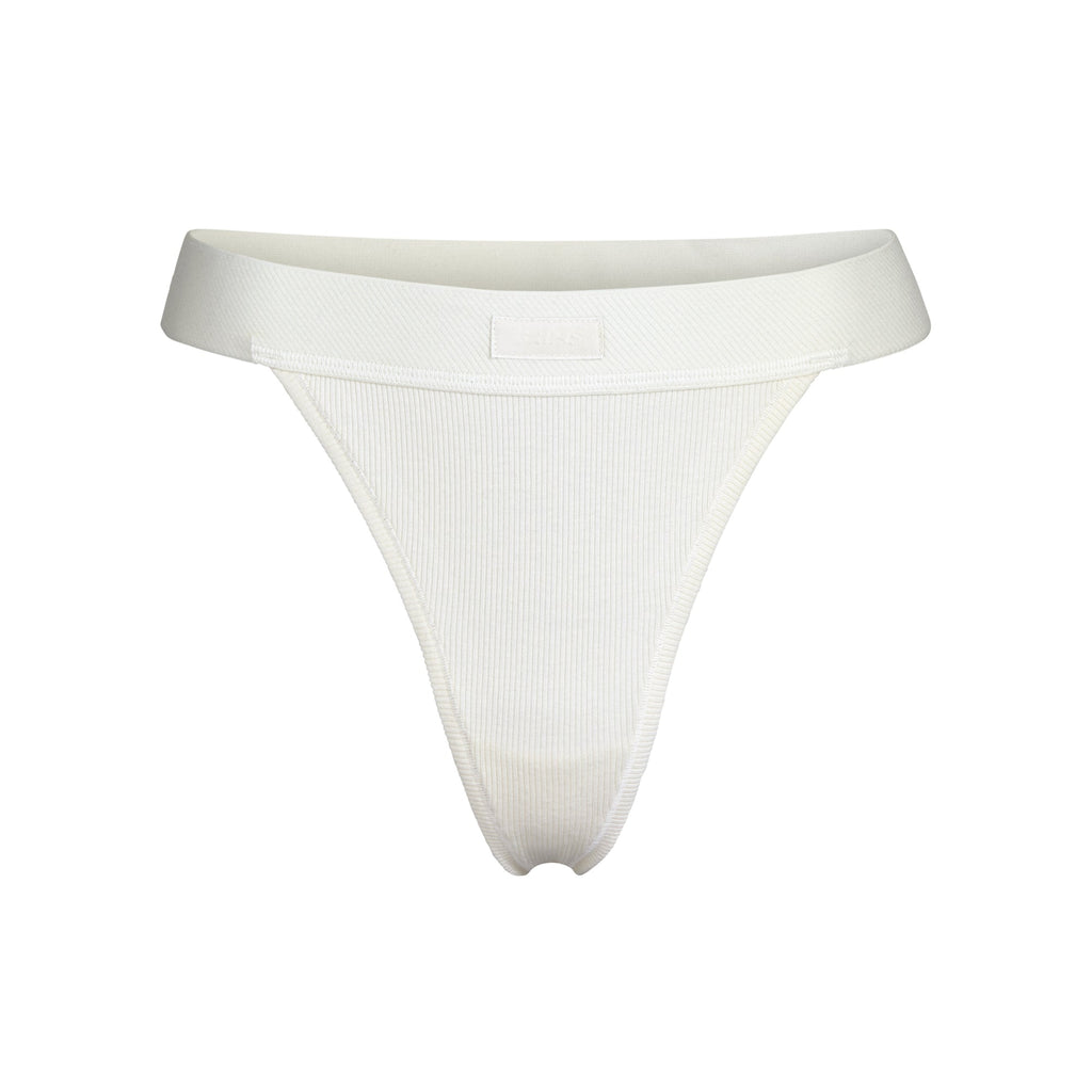 COTTON RIB THONG | BONE