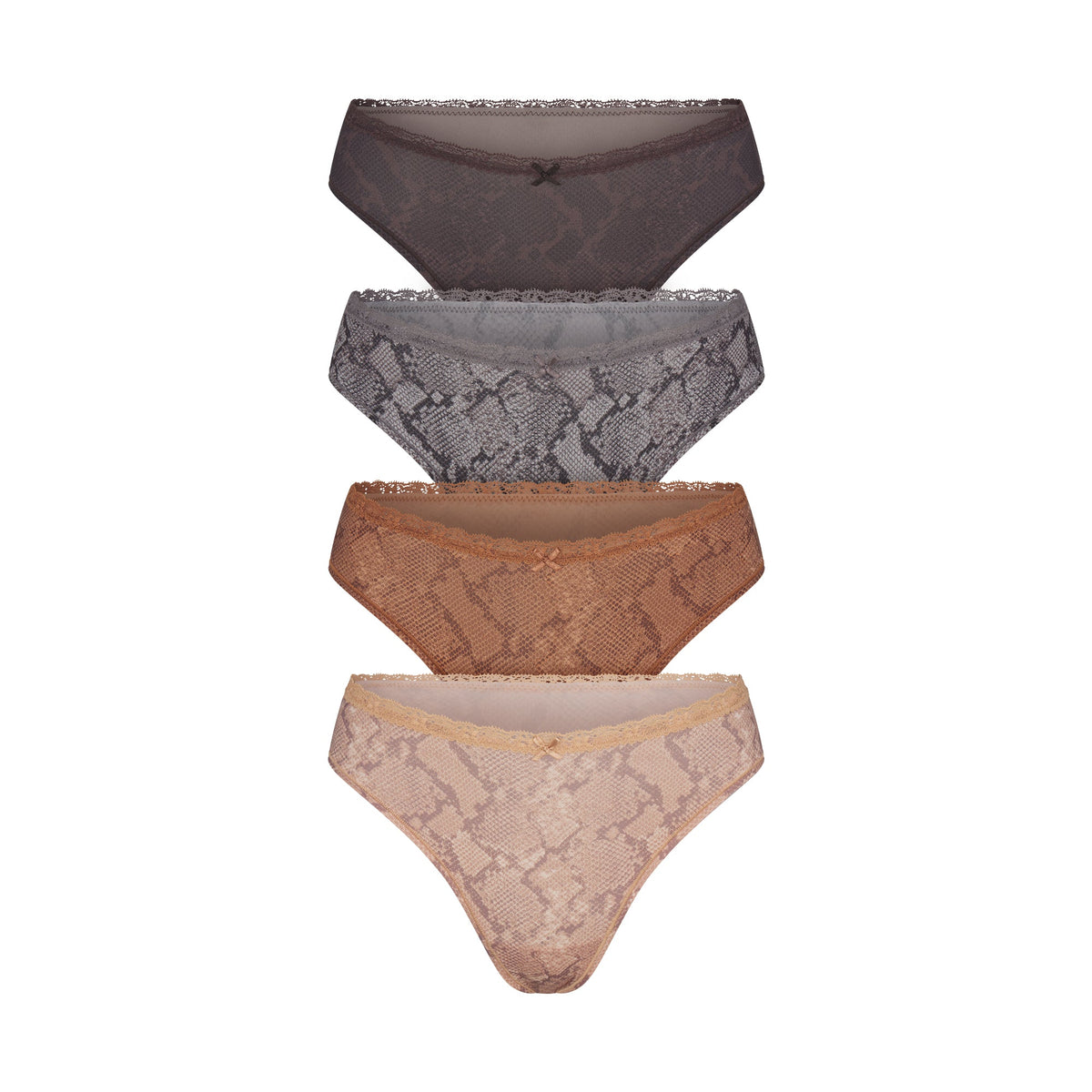 FITS EVERYBODY LACE DIPPED THONG 4-PACK | JASPER SNAKE MULTI