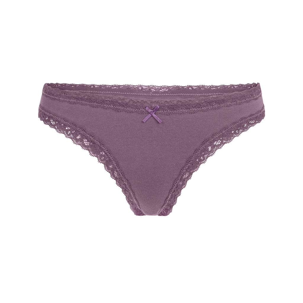 LIGHTWEIGHT COTTON LACE THONG | FIG TONAL