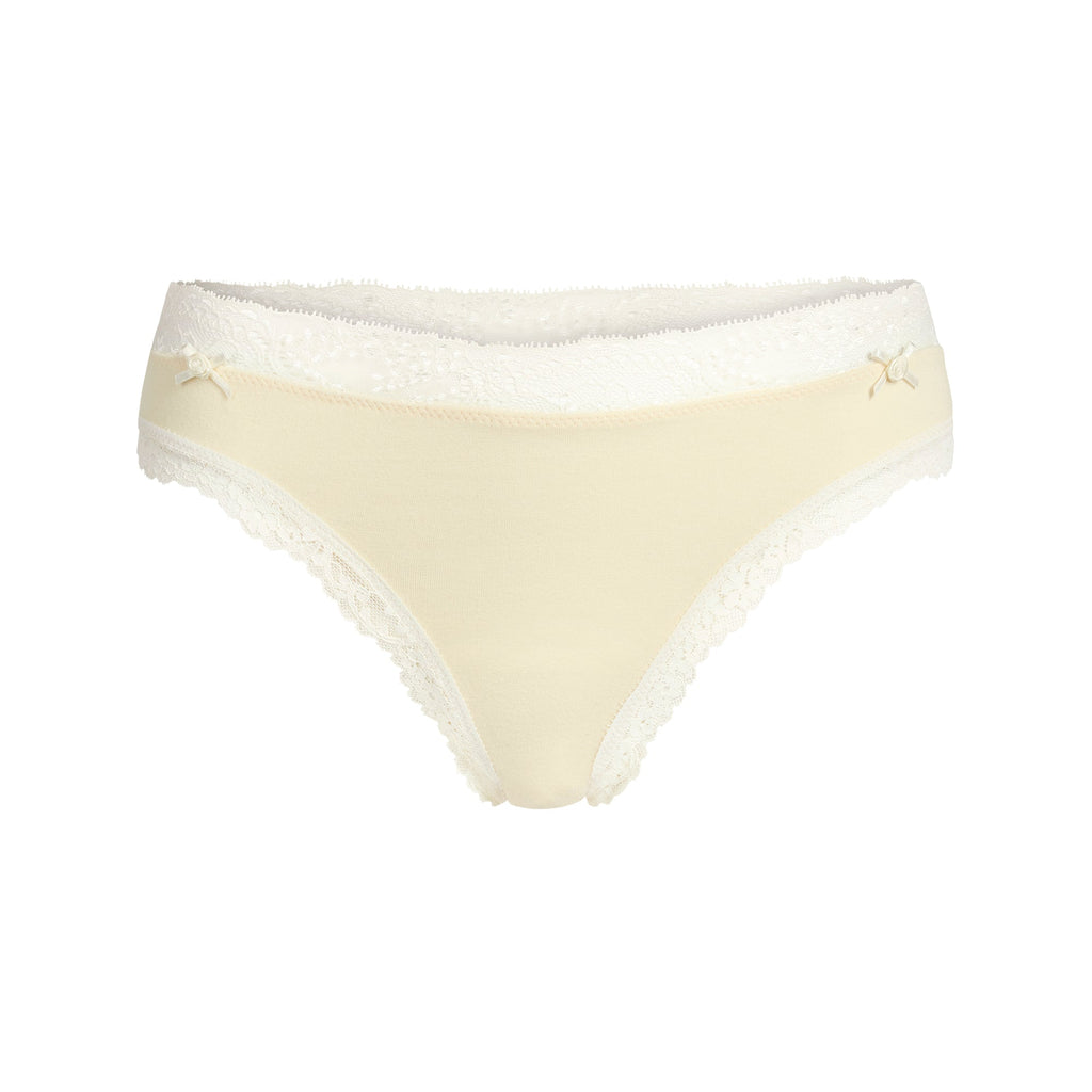 COTTON JERSEY LACE THONG | BUTTER