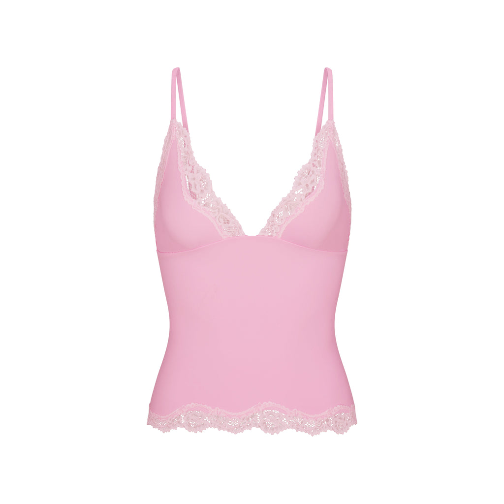 FITS EVERYBODY LACE TRIANGLE CAMI AND BOY SHORT SET | BUBBLEGUM TONAL
