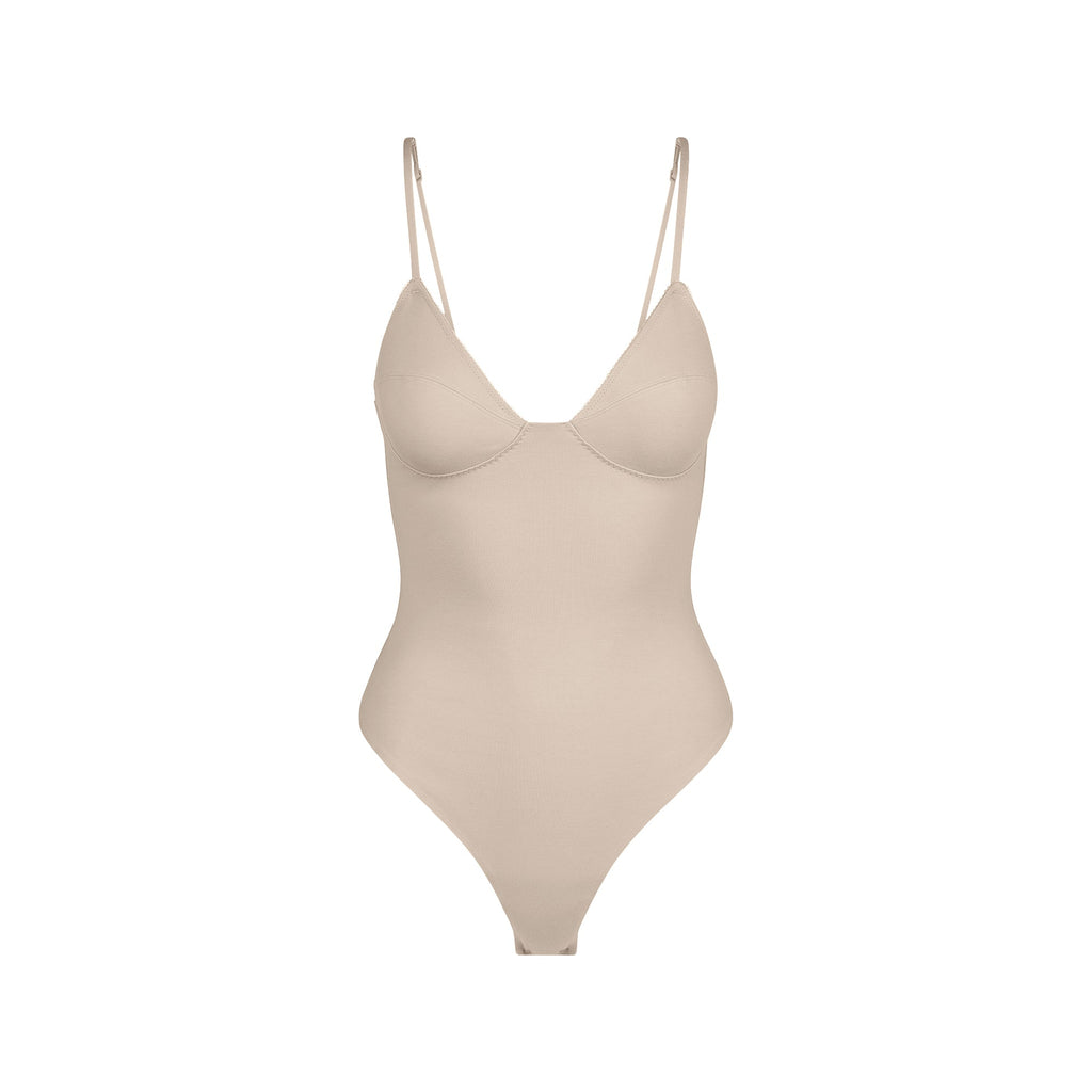 COTTON SHAPEWEAR THONG BODYSUIT | LINEN