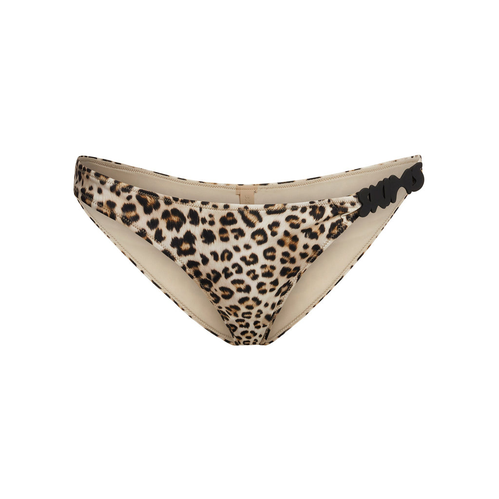 SIGNATURE SWIM LOGO BIKINI BOTTOM | CHAMPAGNE LEOPARD PRINT