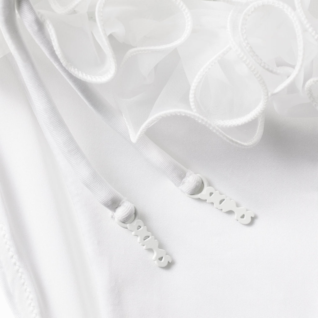 BRIDAL SWIM RUFFLE DIPPED TIE BIKINI BOTTOM | SNOW