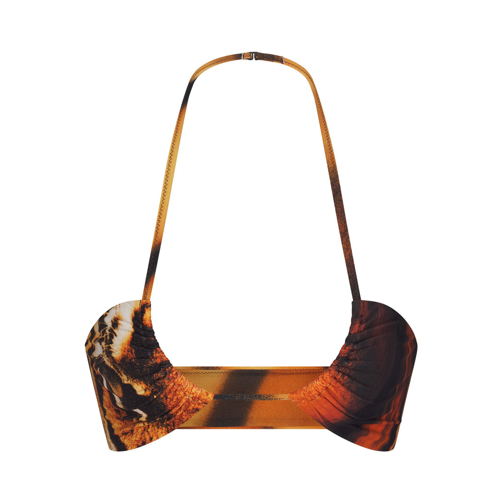 ROBERTO CAVALLI X SKIMS HALTER BIKINI TOP | TIGER FACE PRINT
