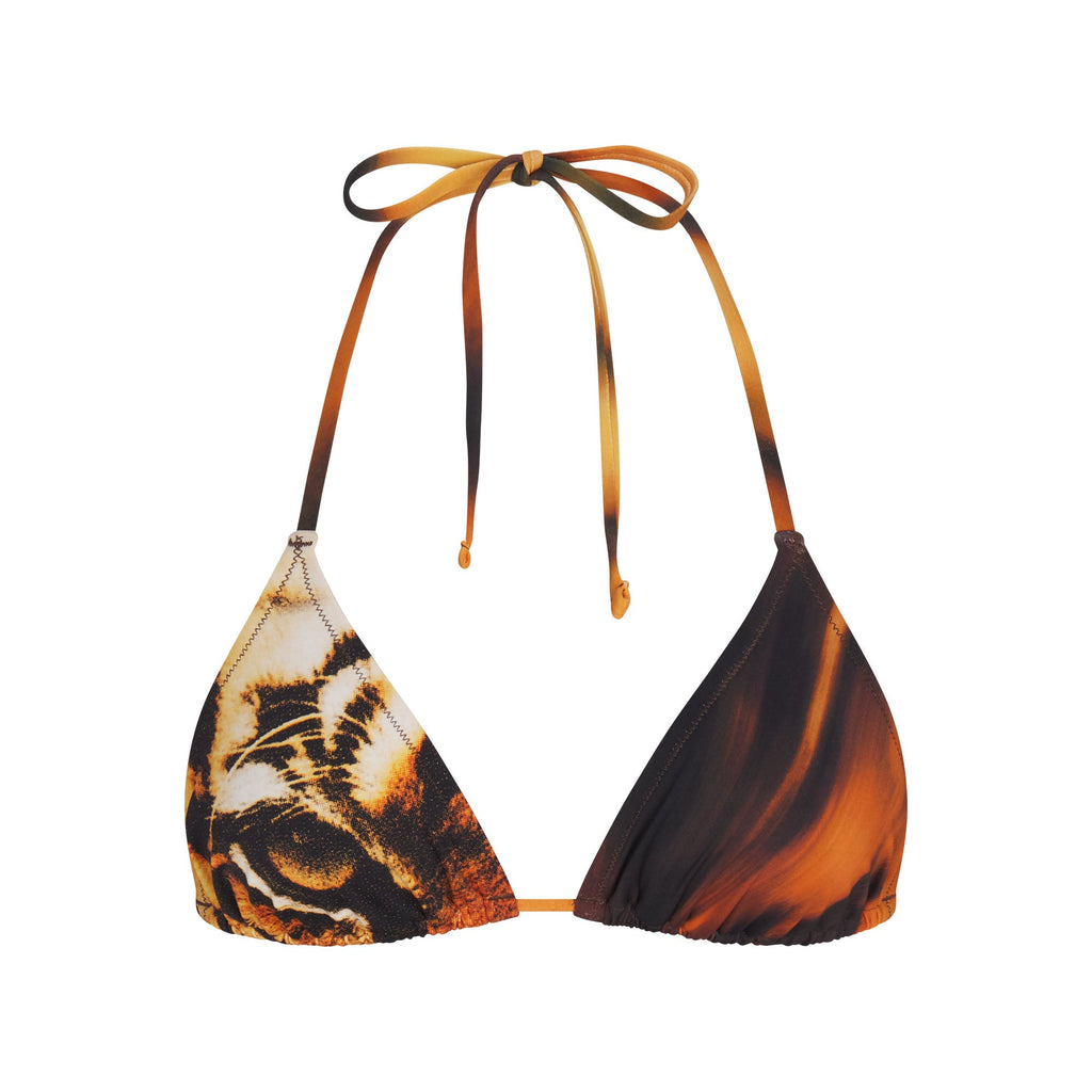 ROBERTO CAVALLI X SKIMS TRIANGLE BIKINI TOP | TIGER FACE PRINT