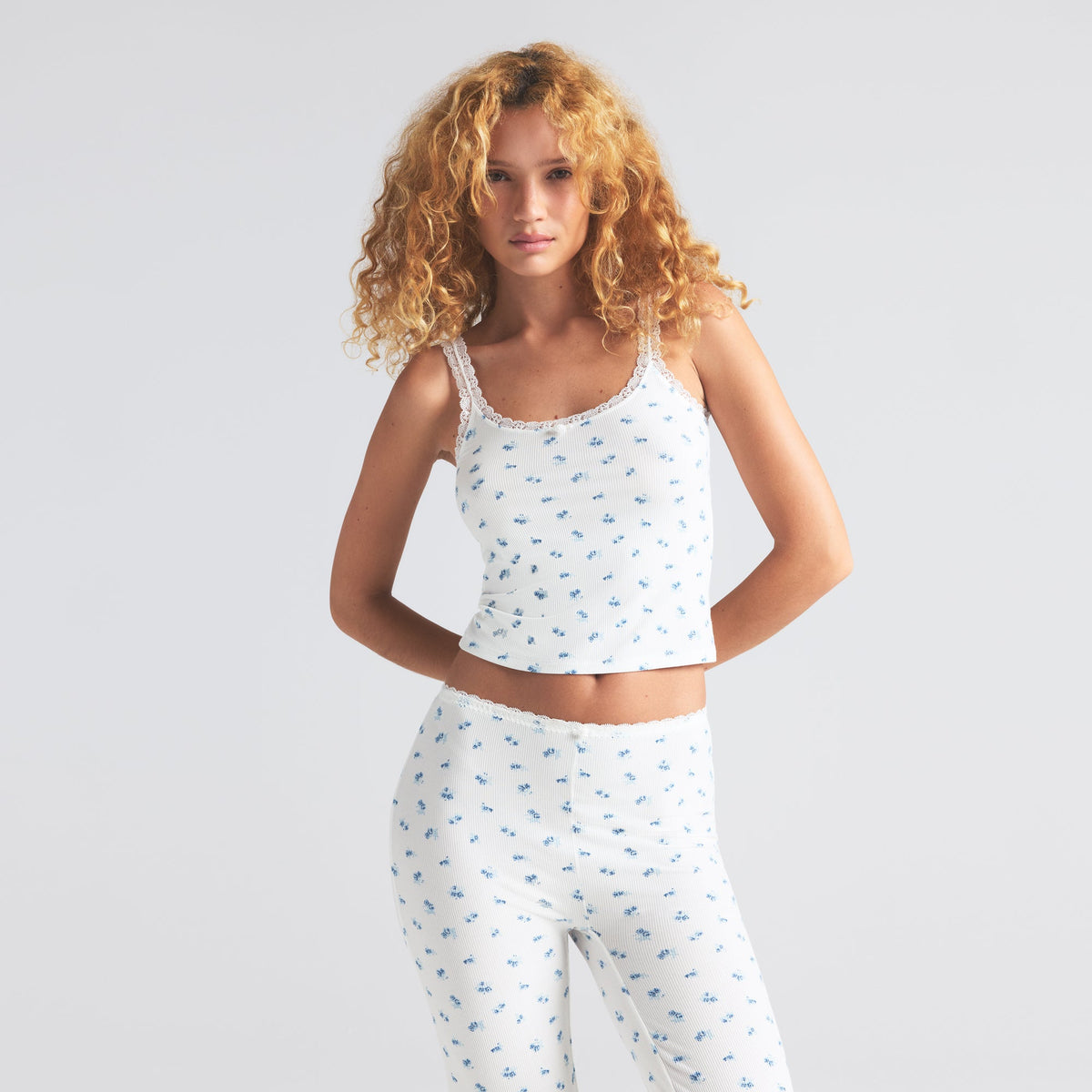 SOFT LOUNGE LACE CAMI | BLUE GARDEN PRINT