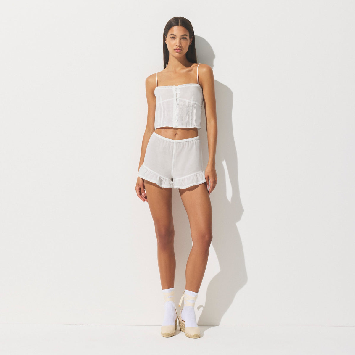 COTTON VOILE CROPPED CAMI | MARBLE