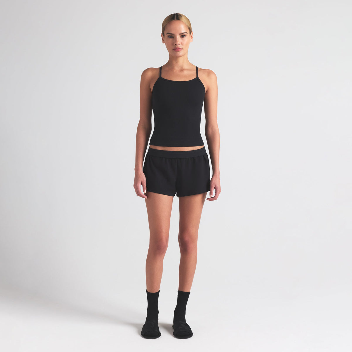 COTTON RIB LONG CAMI | SOOT