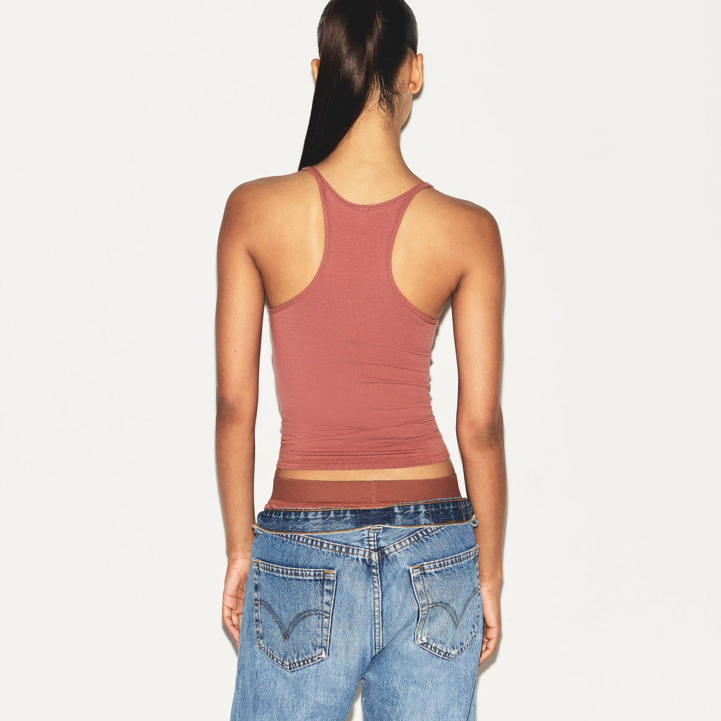 COTTON JERSEY RACERBACK TANK | REDWOOD