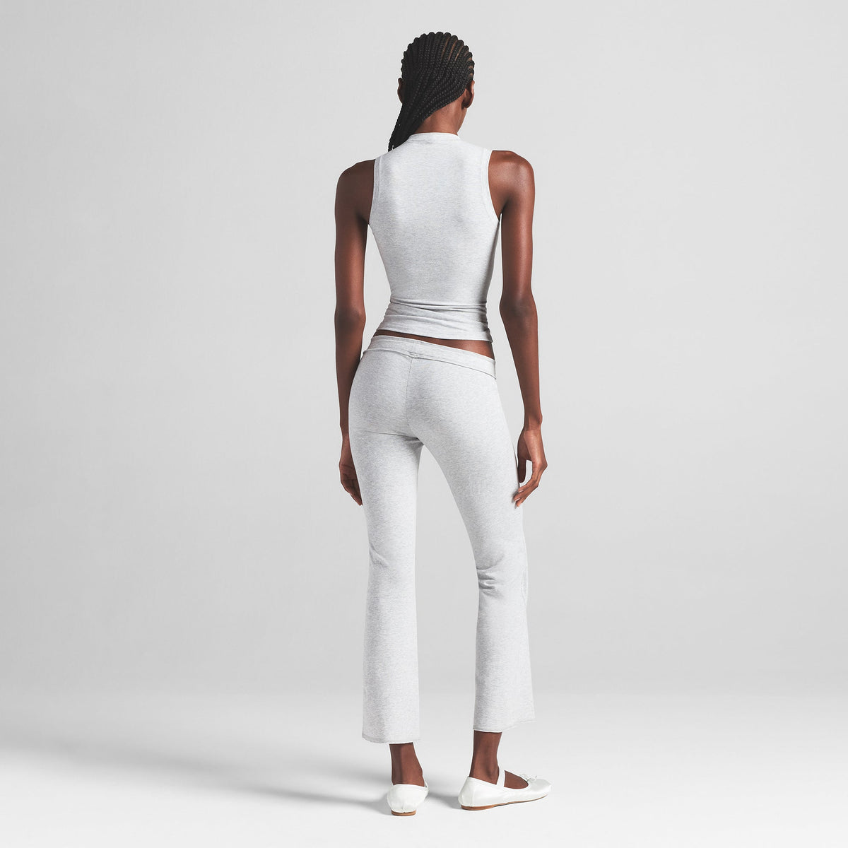 COTTON JERSEY MOCK NECK TANK | LIGHT HEATHER GREY