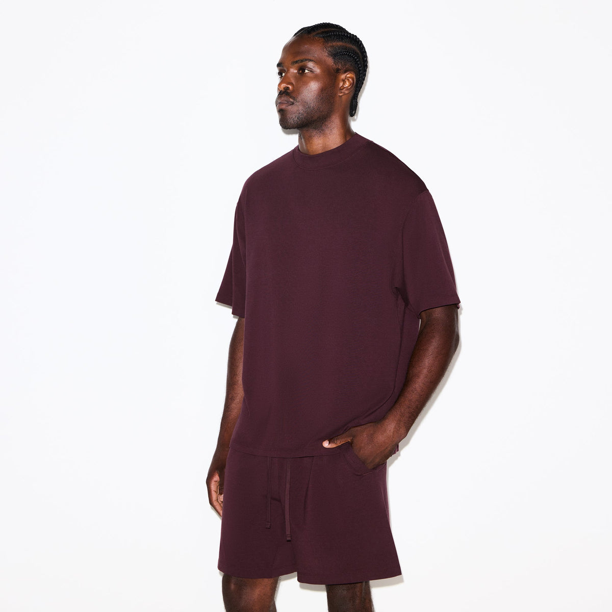 JERSEY LOUNGE MENS BOXY MOCK NECK | CURRANT