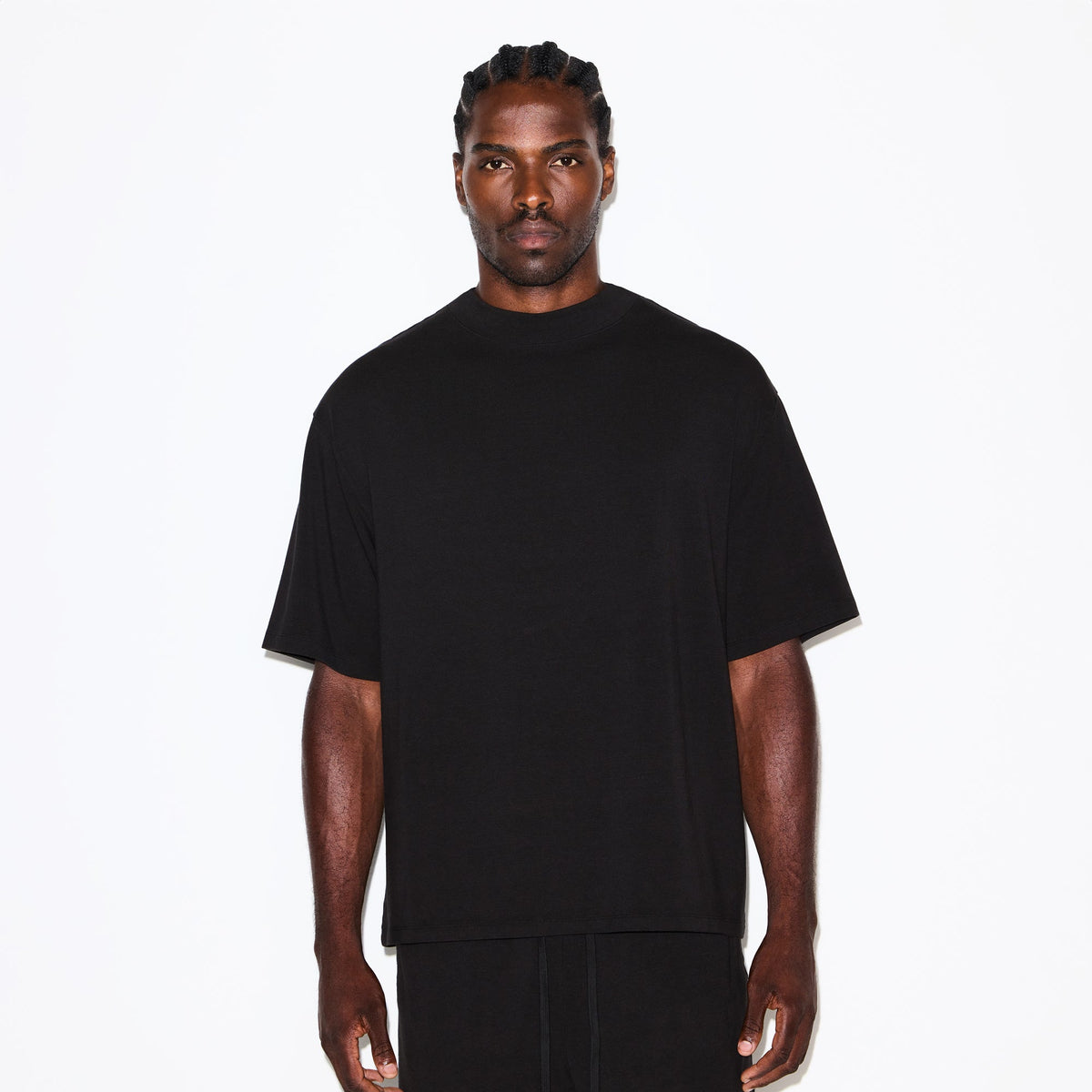 JERSEY LOUNGE MENS BOXY MOCK NECK | OBSIDIAN