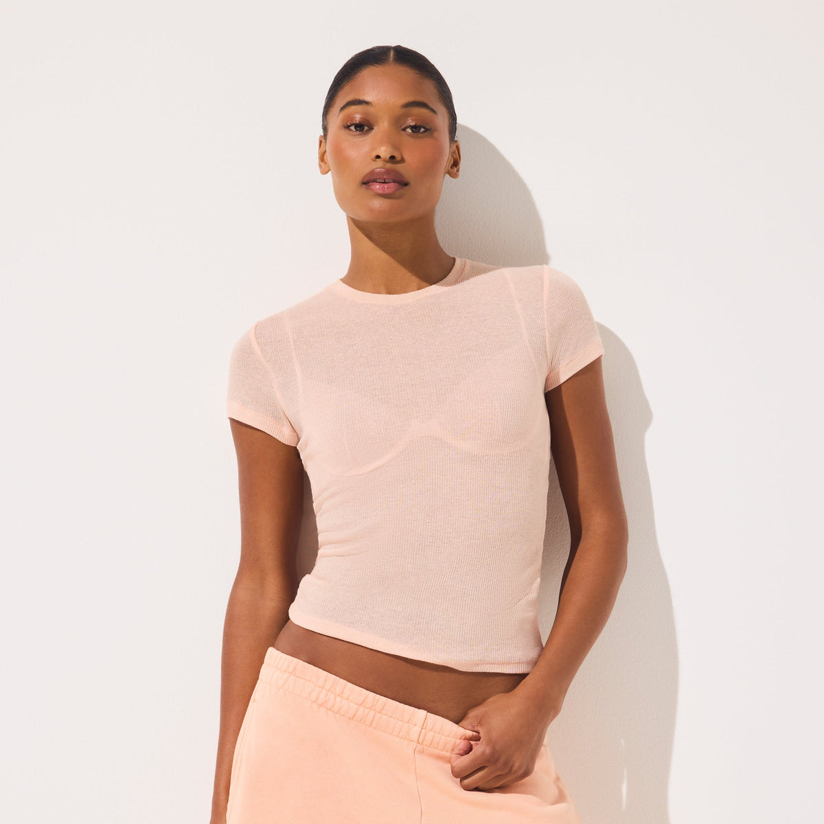 SHEER RIB T-SHIRT | VILLA