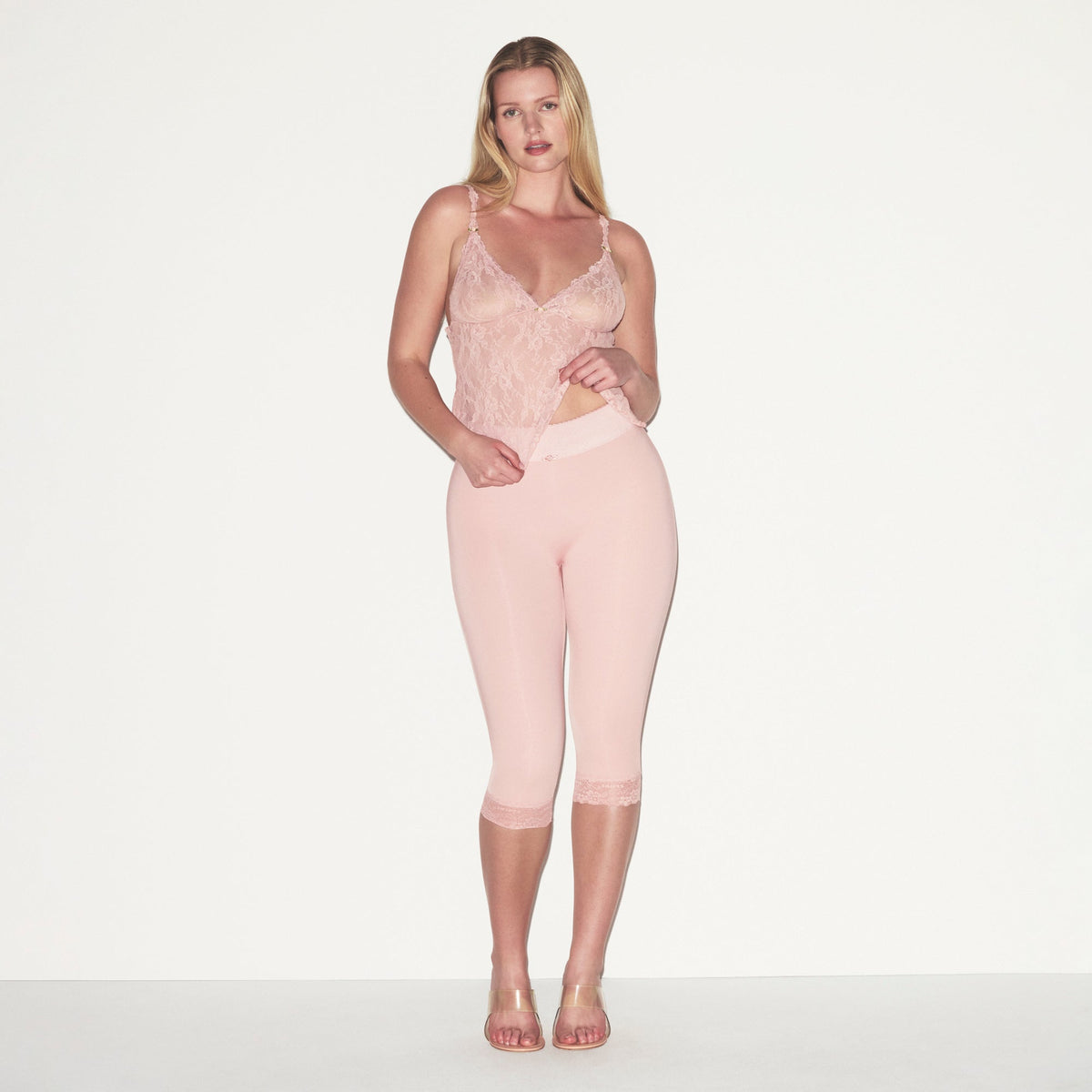 STRETCH LACE TRIANGLE CAMI AND SHORT SET | MORGANITE