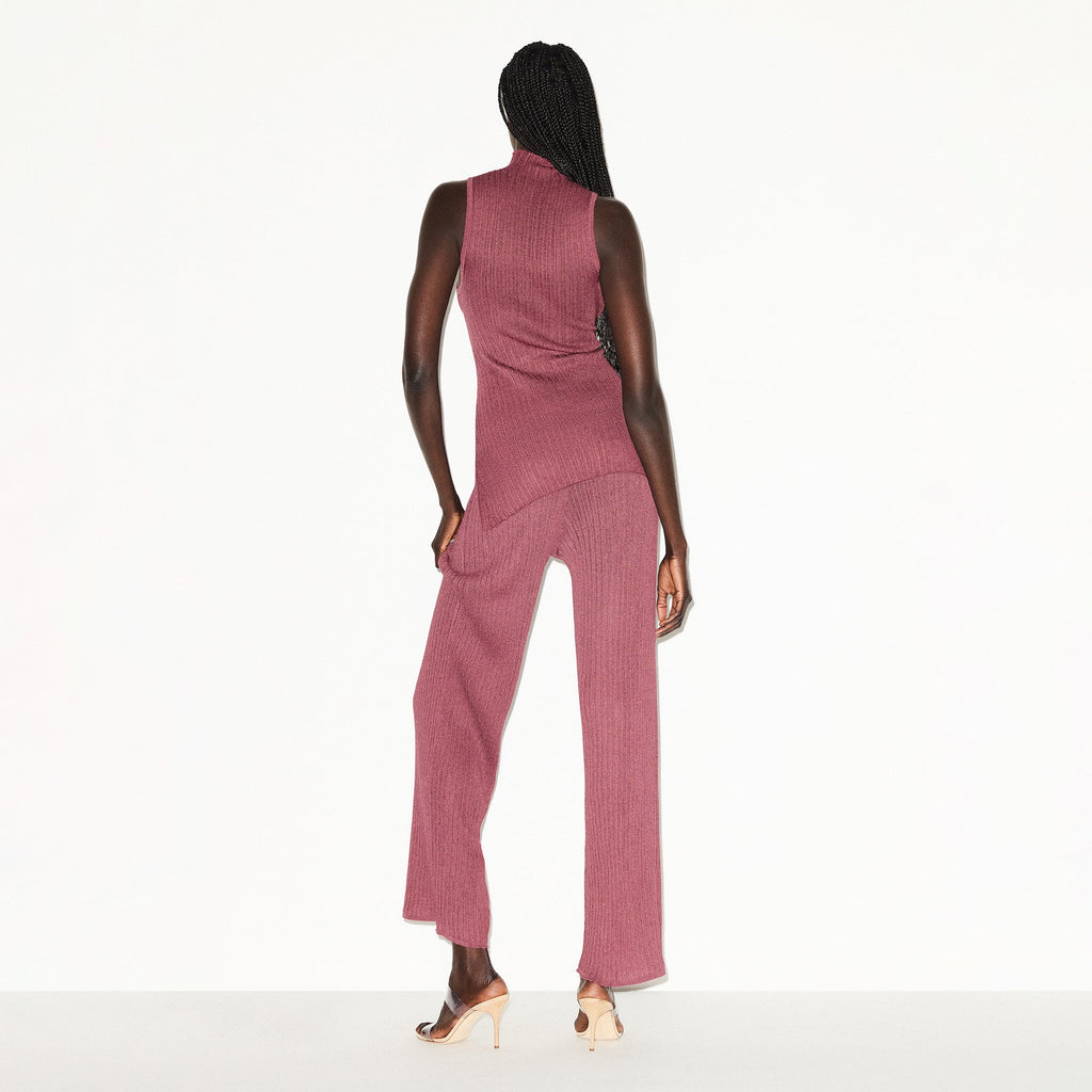 SHEER KNIT MOCK NECK TUNIC | BEET
