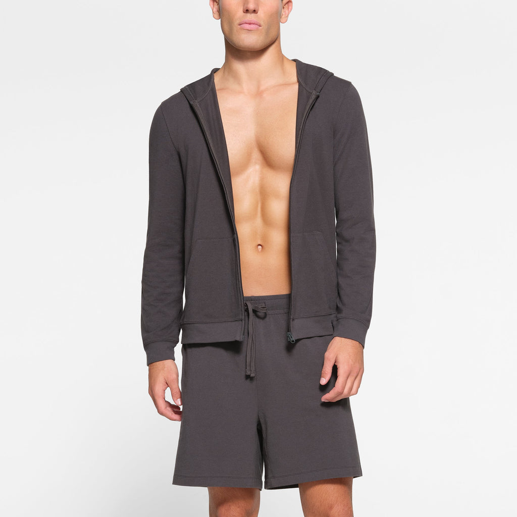 JERSEY LOUNGE MENS ZIP UP HOODIE | ASH